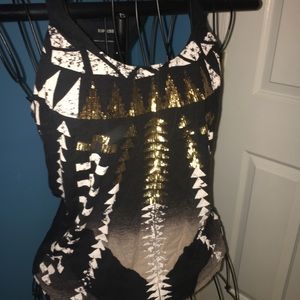 Black, Grey, and Gold sequined Tanktop